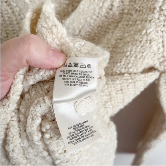 Anthropologie Moth Zipped Stitch sweater oatmeal beige knit wool alpaca swing - Picture 9 of 11